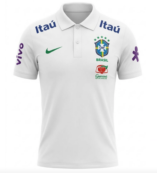 CAMISA POLO SELEÇÃO BRASILEIRA BRANCA